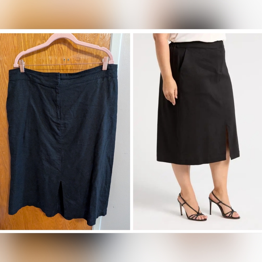 Universal Standard Women's Wooster Linen Blend Black Skirt Size S, 14-16